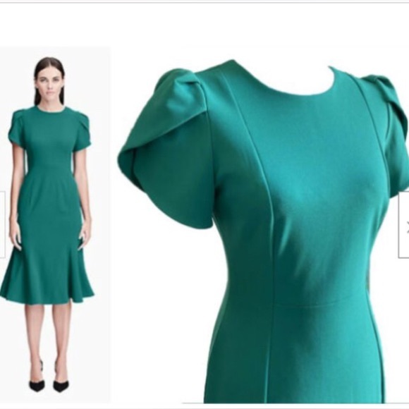 Dresses | Nwt Calvin Klein Tulip Sleeve Midi Dress Teal Green 41 | Poshmark